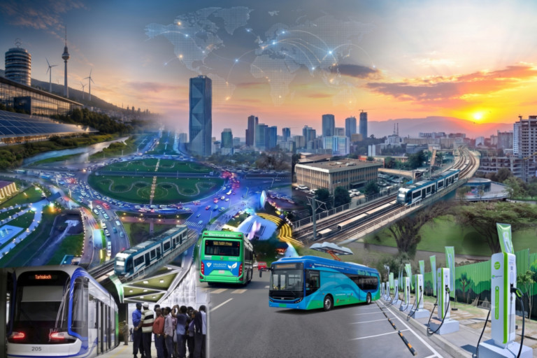 Germany and Africa sustainable mobility concept illustration